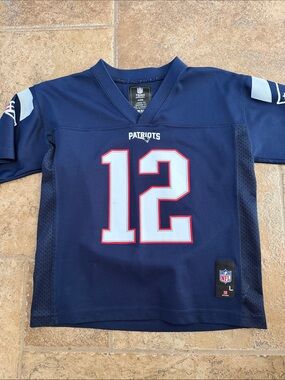 NFL New England Patriots Youth Navy #12 Football Jersey
